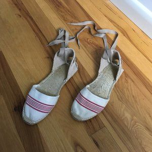 Soludos CHEERS TO SUMMER! Tie Espadrilles Red and White Stripe Size 39 / 8.5